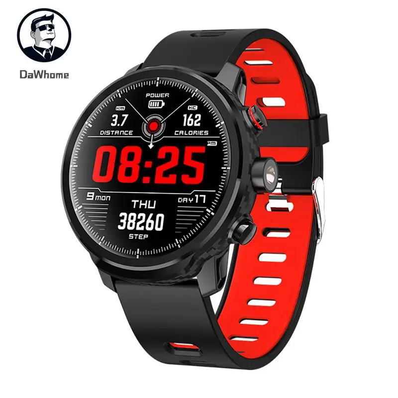 Смарт-часы DaWhoe L5, мужские, IP68, водонепроницаемые, несколько видов спорта, с режимом сердечного ритма, с Bluetooth, для погоды, умные часы в режиме ожидания, 100 дней - Цвет: Красный