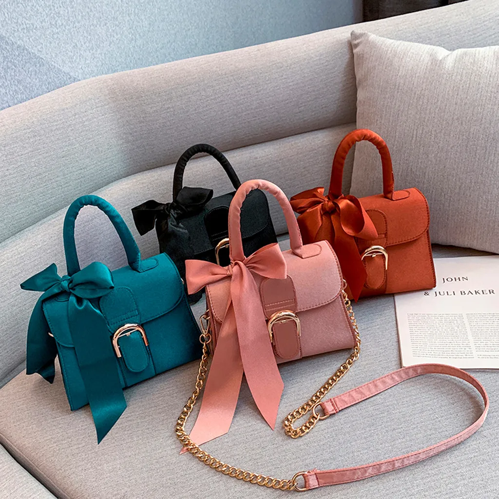 

Women's Fashion Simple Solid Bowknot Handbag Single Shoulder Messenger Bags Bolsas Feminina Bolsa Feminina Grande#sw