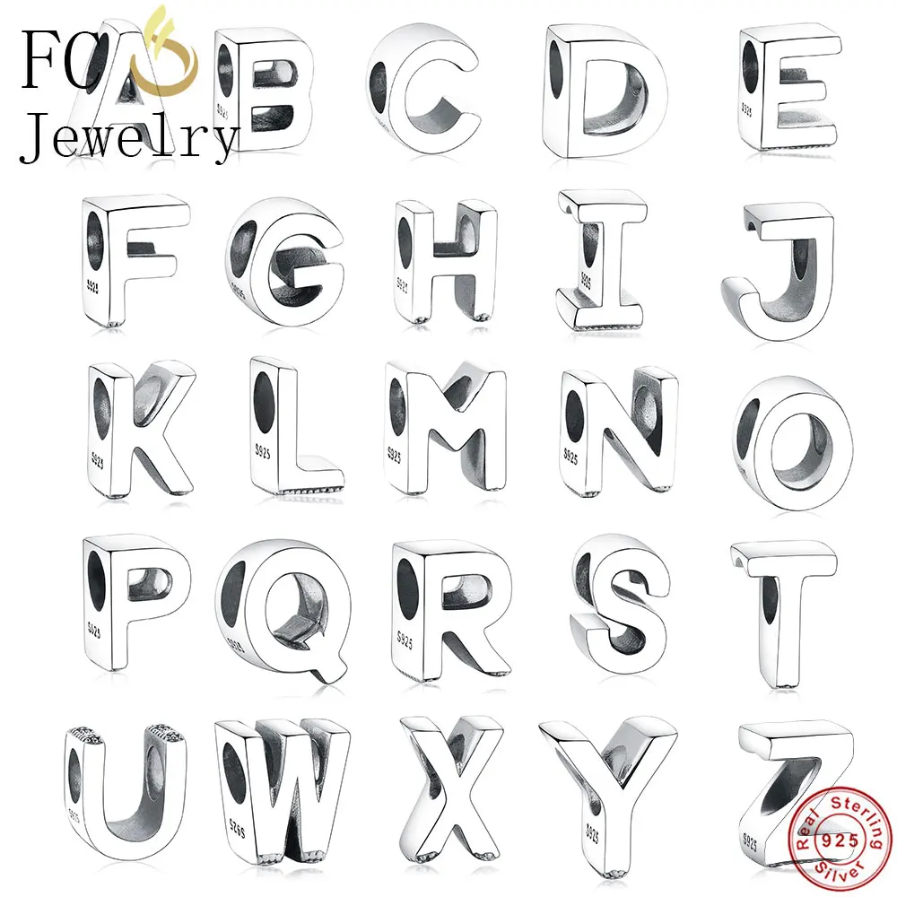 

FC Jewelry Fit Original Pan Charms Bracelet Necklace European 925 Sterling Silver A-Z Alphabet Letter kralen Beads Berloque