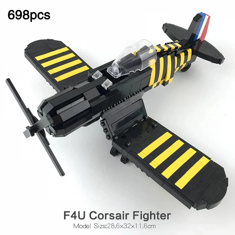 

F4U Corsair Fighter Compatible legoinglys Military ww2 German Aircraft Model Mini Pilot Figures Building Block Kids Toys Gift