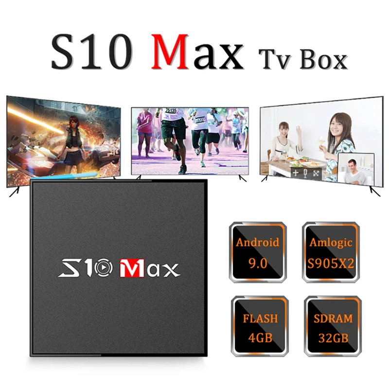S10 MAX 4GB 32GB Android 9.0 Smart TV BOX Amlogic S905X2 Quad Core Set Top Box Media Player Support 5G WIFI BT USB3.0 OTT TV BOX