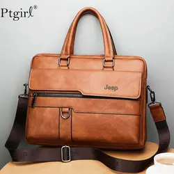 JEEP, мужской портфель, сумка, высокое качество, для бизнеса, известный бренд, кожаная сумка, Ptgirl, 13,3 дюймов, для ноутбука, сумка-мессенджер