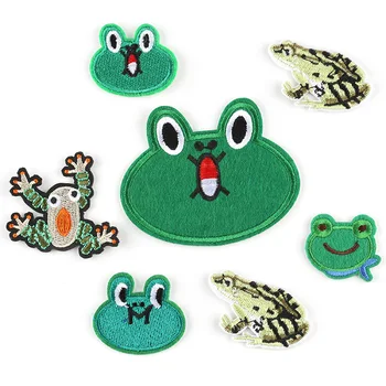 

Kids Schoolbag Backpack Decor Cute Cartoon Frog Animal Sticker Embroidered Diy Iron on Patch Accessories