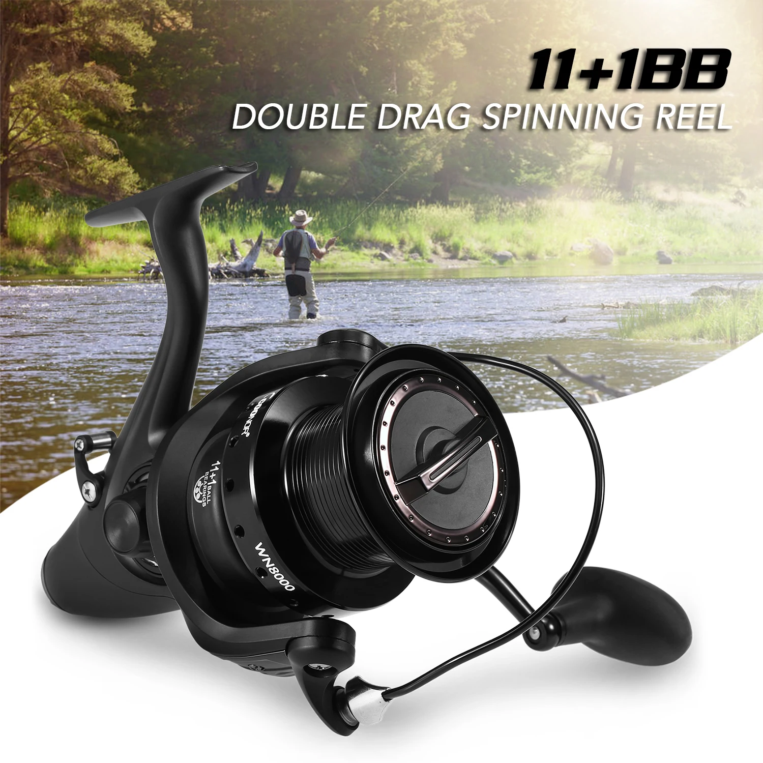 

11+1BB 5.1:1 Spinning Fishing Reel Interchangeable Left/Right Handle Front Rear Drag Sea Rock Fishing Spinning Reel