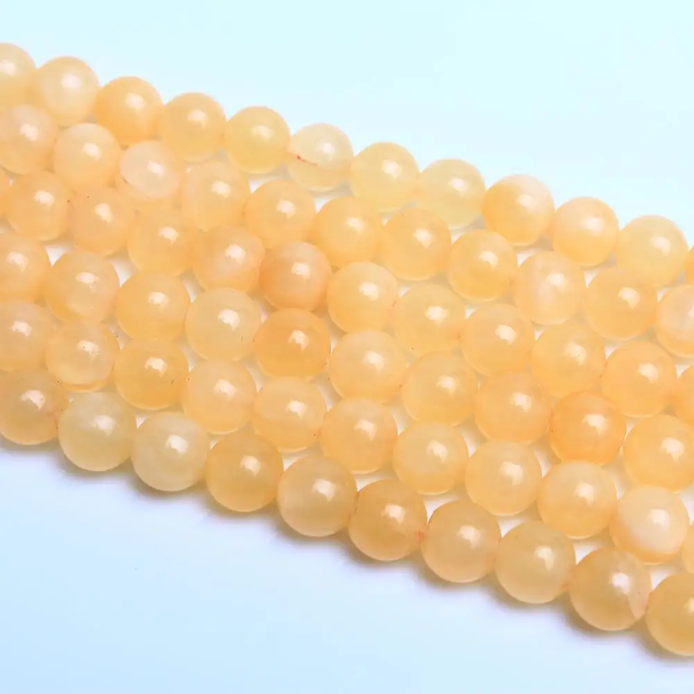 

8 10 12mm Natural Yellow Aragonite Stone Round Fine Gemstone Loose Beads Accessories for Neckalce Bracelet DIY Jewelry Making