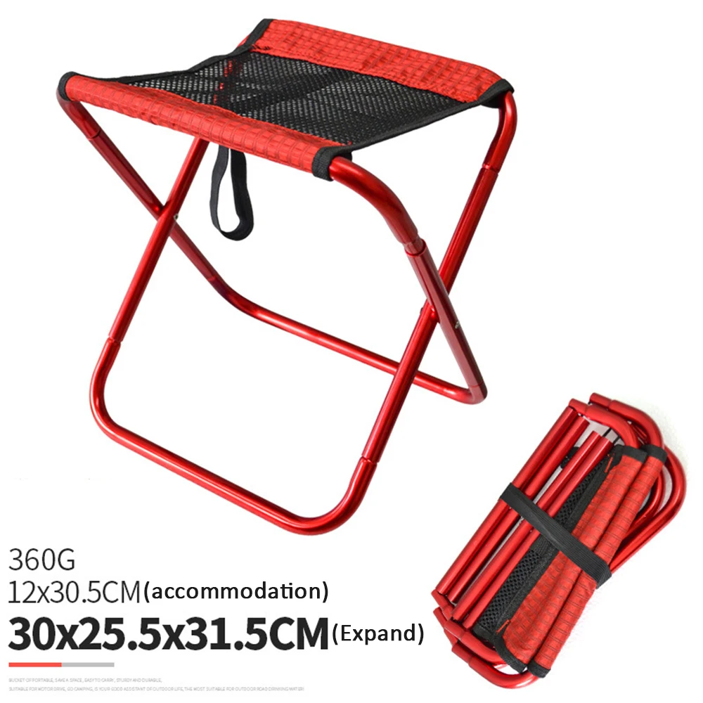 Открытый складной стул для рыбалки Сверхлегкий, портативный складной рюкзак кемпинг Оксфорд ткань алюминиевый сплав для пикника рыбалка стул - Цвет: Красный