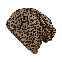 New Top Fashion Women Hat Striped Female Beanies Skullies Casual Polyester Leopard Scarf Cap Two Used Autumn Spring Warm Hats