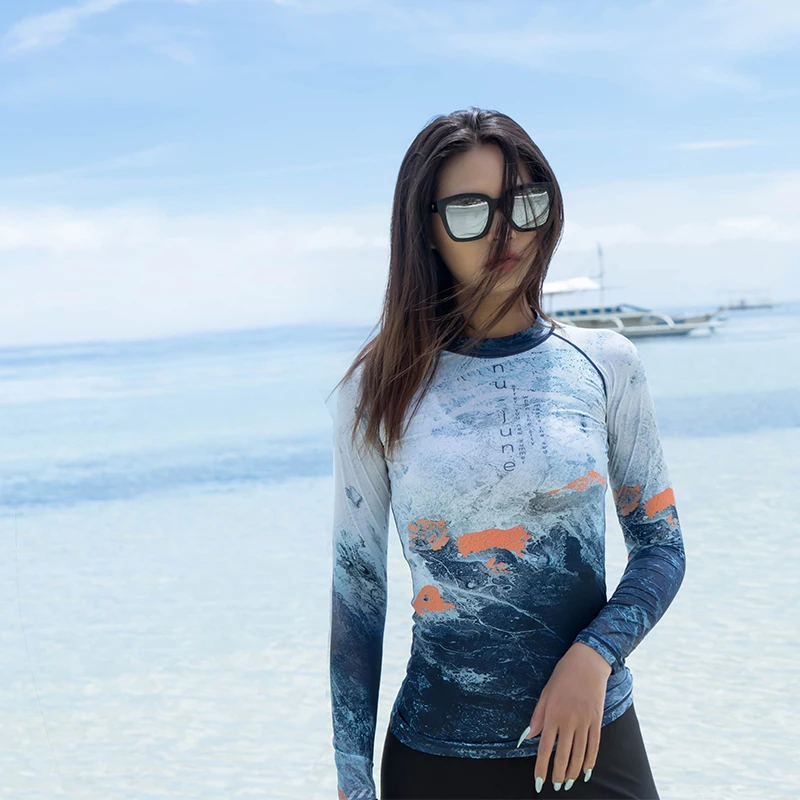 Женский купальник с длинным рукавом Nu-June Rashguard комплект из двух предметов топ для