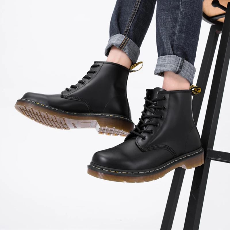 Men Shoes Fashion Genuine Leather Ankle Martin Boots for Women Casual Dr Motorcycle Shoes Warm Winter Men Boots Zapatos Mujer