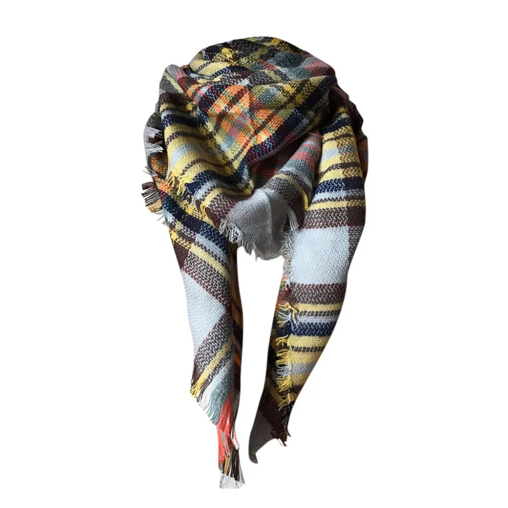 Женский зимний клетчатый шарф для женщин, кашемировый шарф и шаль, женский шарф-одеяло, женская теплая шаль, опт и розница