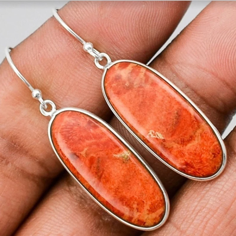

Vintage Orange Stone Drop Earrings For Women Female Wedding Dangle Earrings Retro Party Jewelry Gifts Brincos Drop Shipping