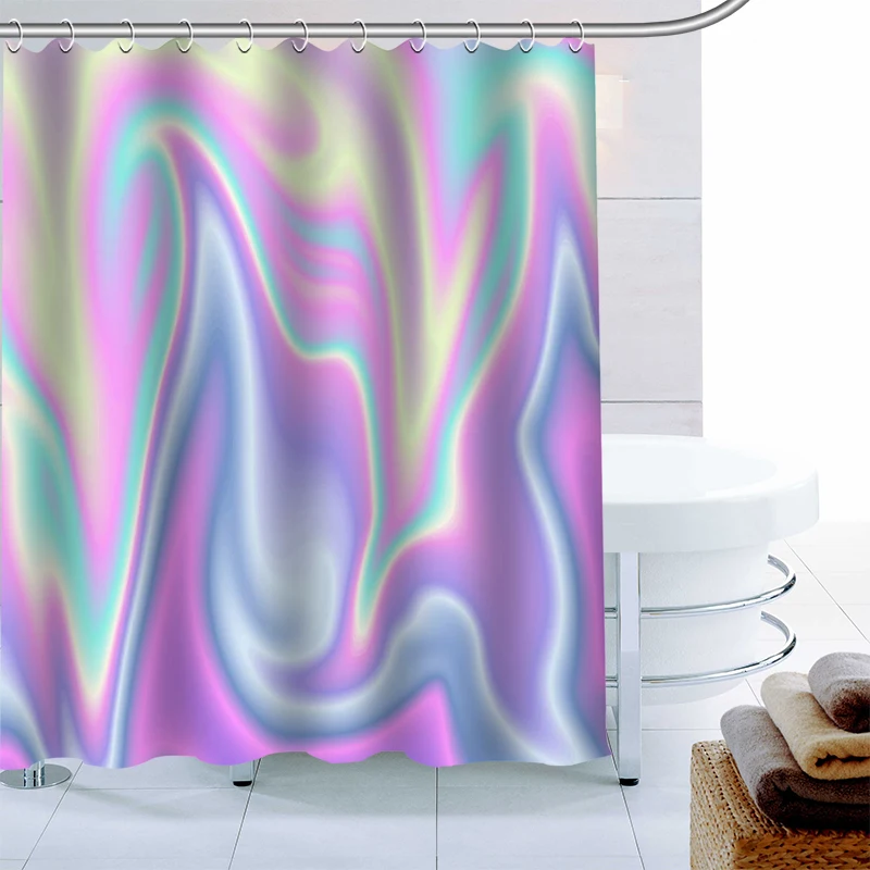 Custom Text Holographic Backgrounds Decor Shower Curtain Waterproof Mildew Proof Bath Polyester Fabric Bathroom | Дом и сад