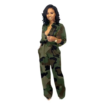 

Fashion Women Camouflage Print Jumpsuit Lace Up Long Sleeve Romper Streetwear Overalls Ladies Rompers Womens Party Jumpsuit