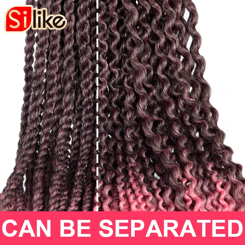 Silike 22" Коричневый Розовый Крючком Сенегальский Twist Плетение Волос Senegal Сенегал твист волос расширения Сенегальские косы Объёмные косы