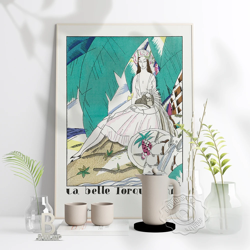 

La Belle Torquatienne Art Poster, Sexy Woman White Dress Sandbeach Art Prints, Nordic Style Home Wall Art Girl Room Decor Gift