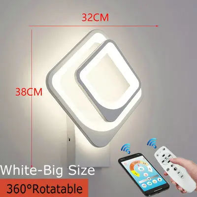 Креативный светодиодный настенный светильник, вращение на 360 градусов, AC220V, пульт дистанционного управления, диммируемая прикроватная тумбочка для спальни, Настенные светильники с вилкой EU/US - Цвет абажура: Big Size White