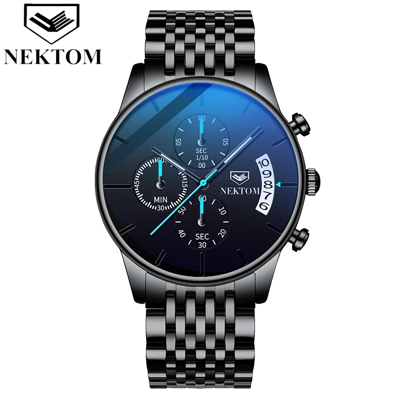 NEKTON Casual Chronograph Multifunction Mens Watches Top Brand Luxury Waterproof Luminous Quartz Clock Men Relogio Masculino