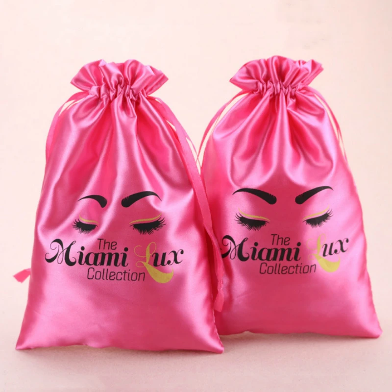 50PCS Rose Satin Hair Bags Packaging Bundles Cosmetic Jewelry Gift Sachet Silk Drawstring Pouch Shoe Dustproof Storage Sack Logo | Дом и сад