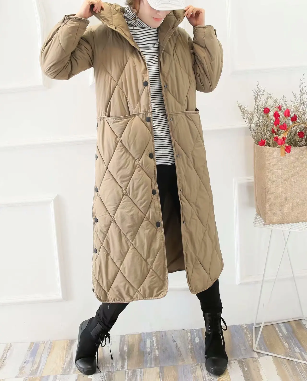 

Artistic Casual Autumn And Winter New Products Simple Solid Color Sewed Loose-Fit Long Casual Versatile Cotton-padded Clothes 64