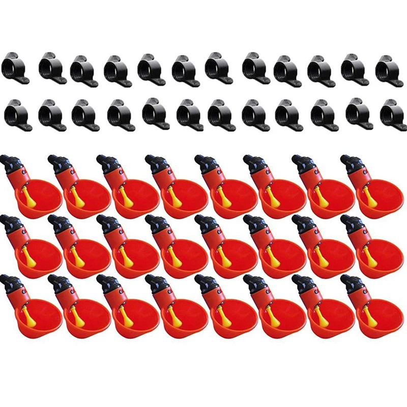 24Pcs Feed Automatic Bird Coop Poultry Chicken Fowl Drinker Water Drinking Cups Livestock Drinking Cup Poultry Tools