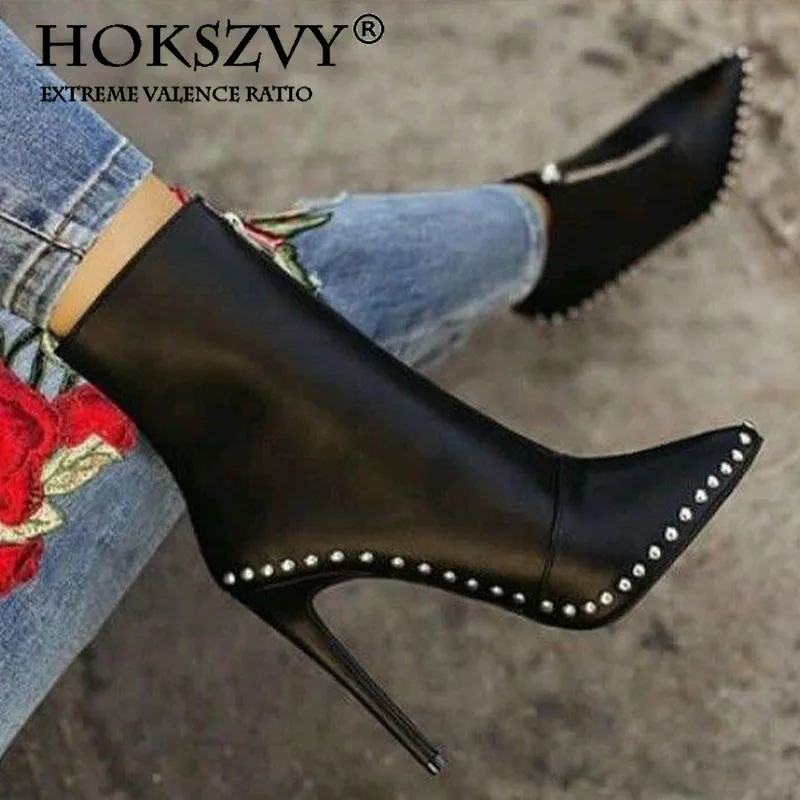 HOKSZVY/женские ботинки Плетеная обувь на очень высоком каблуке с шипами Цвет черный