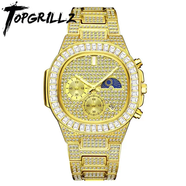 TOPGRILLZ 2020 New Waterproof Watch High Quality Top Brand Luxury Diamond Bracelet Stainless Steel Quartz Watch Commercial Clock 1