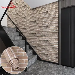 3D Brick Pattern Self-adhesive Wallpaper Matte Vinyl DIY TV Background Decoration Wall Stickers Restaurant Store Renovation Film