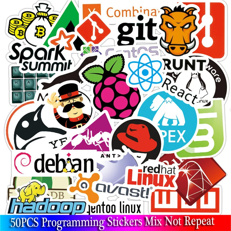 50 шт. интернет Java JS Php Html облачный Docker Bitcoin язык программирования APP логотип крутые