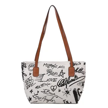 

Canvas Shoulder Bags For Women Graffiti Handbags For Girls Large Capacity Tote Bags New Trend Casual Handbags