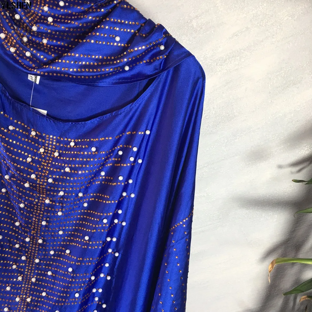 African Dresses for Women Dashiki Diamond African Clothes Bazin Boubou Robe Africaine Muslim Long Dress Headtie Head Wraps Grown 03