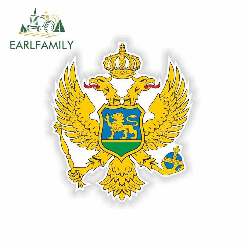 

EARLFAMILY 13cm x 11.4cm for Montenegro Crest Coat of Arms Cartoon Car Stickers Vinyl JDM RV VAN 3D DIY Fine Decal Accessories