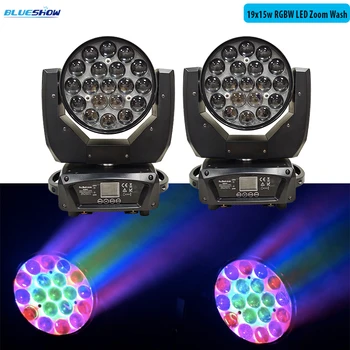 

No tax 2x LED Moving Head 19x15W RGBW Wash/Zoom Stage Light Professional DJ/Bar LED Stage DMX512 LED Zoom Beam Wash Light