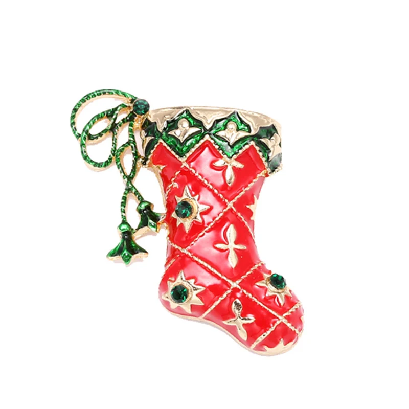 Boosbiy рождественские эмалированные чулки Снеговик Санта, дерево, брошь на булавке рождественские подарки для женщин и мужчин броши подвеска с прозрачными стразами - Окраска металла: 03
