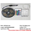 RGB led strip DC5V SMD5050 LED flexible waterproof light  battery power supply with remote control TV decoration lights lighting 2