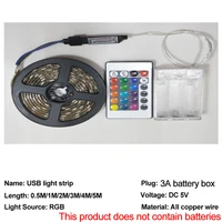 RGB led strip DC5V SMD5050 LED flexible waterproof light  battery power supply with remote control TV decoration lights lighting 2