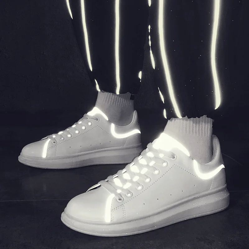 

2019 Spring And Summer New Style Couples Sports Casual Board Shoes Korean-style Cool Shining Catwalks White Shoes Low Top nan da