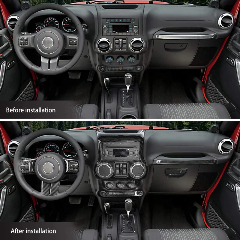 Комплект отделки интерьера из углеродного волокна, отделка для Jeep Wrangler JK JKU 2011- 4 двери(10 шт