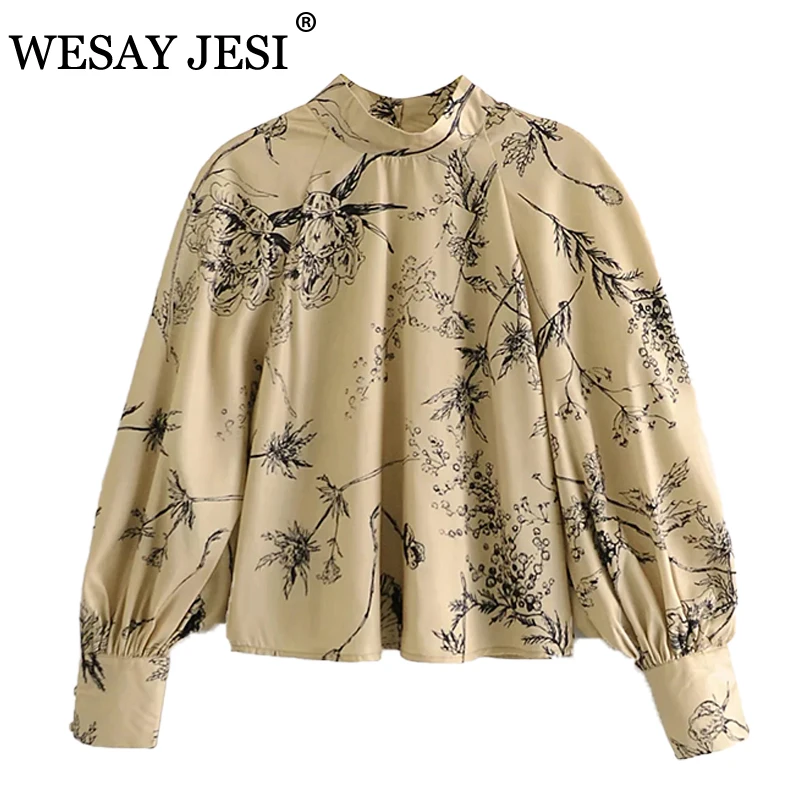 Новинка Женская винтажная блузка WESAY JESI с воротником стойкой и цветочным принтом деловая рубашка шикарные