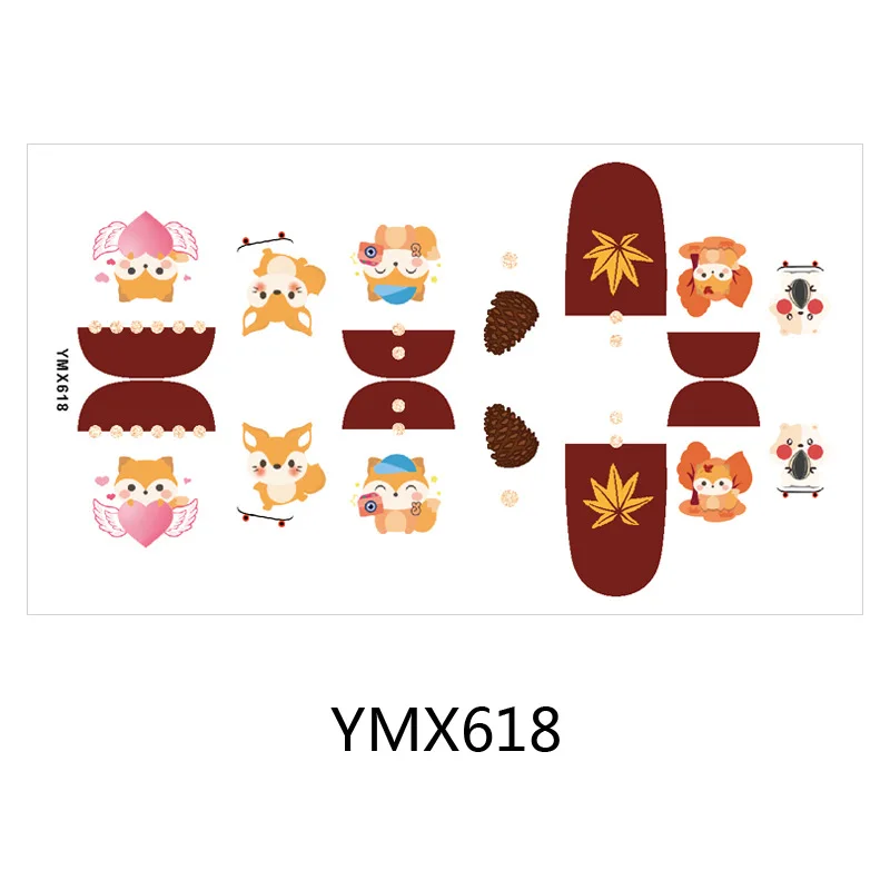 

1 Sheet Korea Fashion Autumn Stickers for Nails Squirrel Cartoon Design Nail Stickers DIY Nail Art DIY Stickers