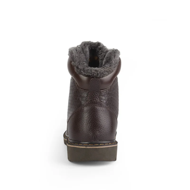 Большие размеры 36-48, мужские зимние плюшевые ботинки из натуральной кожи Теплая мужская обувь ручной работы меховые ботинки уличные мужские меховые ботинки