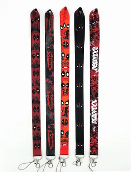 

500 PCS Super hero Deadpool key lanyards id badge holder keychain straps for mobile phone Wholesale Free Shipping