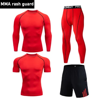 

Man Sportswear track suit set Men's Full Suit Tracksuit Leggings Sport Fitness T-shirt 4XL Gym joggers quick dry Workout Clothes