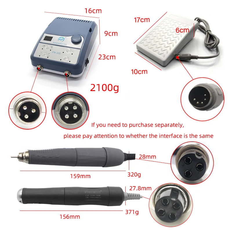 Micro motor machine high speed 90000rpm jewelry jade polishing machine with two handpeice 150W power FN330adjustable speed pedal 5