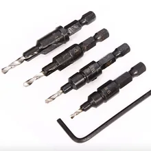 1/4 шестиугольная развертка с коническим хвостовиком перовое сверло, отверстие на Сверление дерева винты с потайной головкой и винтовая затяжка рассверливания/резьбонарезной станок