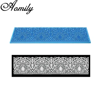 

Amoliy Peacock Lace Icing Mat Silicone Mold Wedding Cake Decorating Fondant Mold Mousse Sugar Craft Icing Pad Pastry Baking Tool