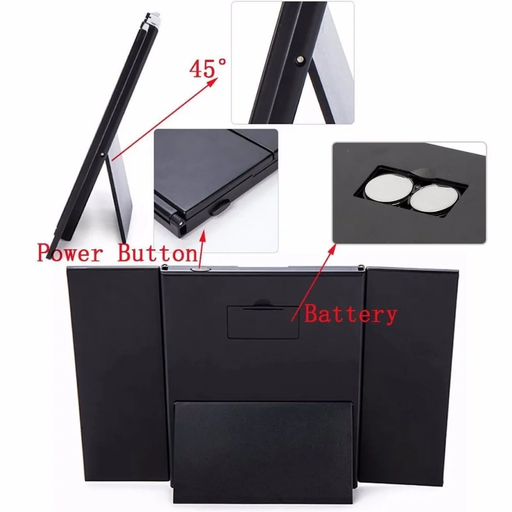 Fold LED Makeup Mirror with Light Vanity Lights Portable Makeup Pocket Mirrors Vanity Folding Led Mirror Lamp Hollywood