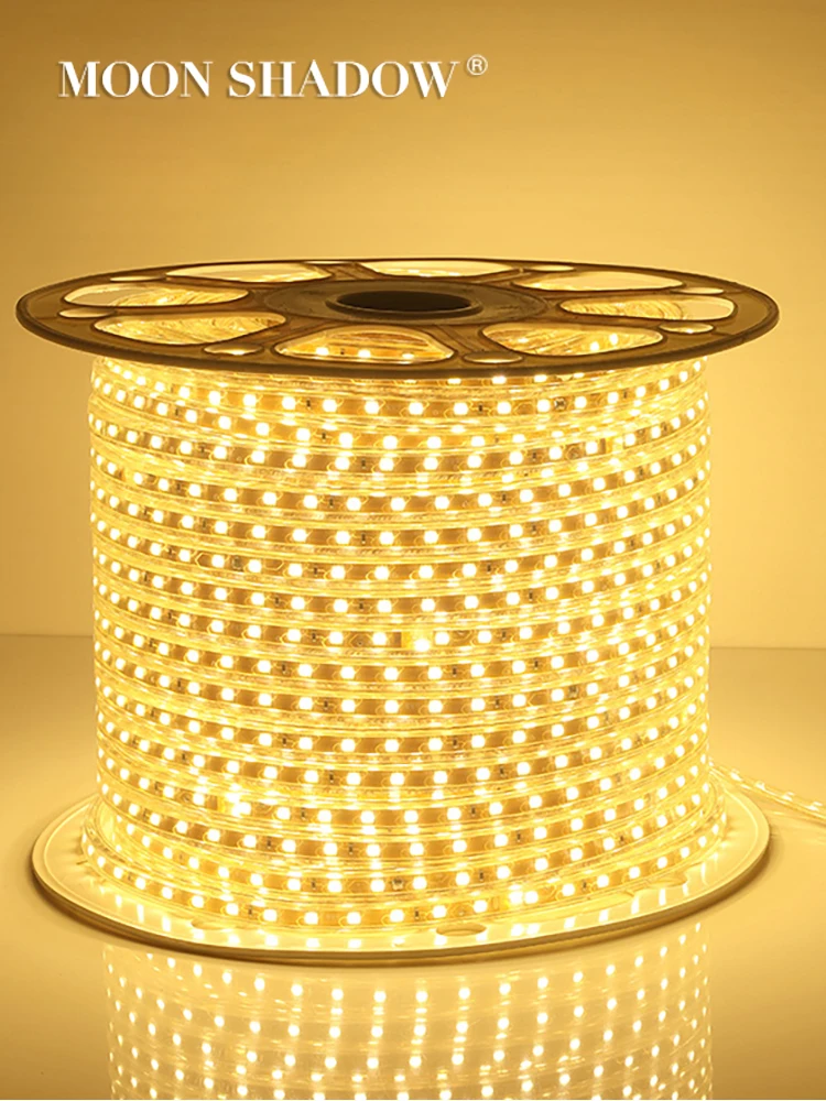 

MOONSHADOW LED Strip Waterproof Flexible Bright 2835 144 Led/m Neon Light Strip for Room Multi Color Light Strip 220V EU Plug