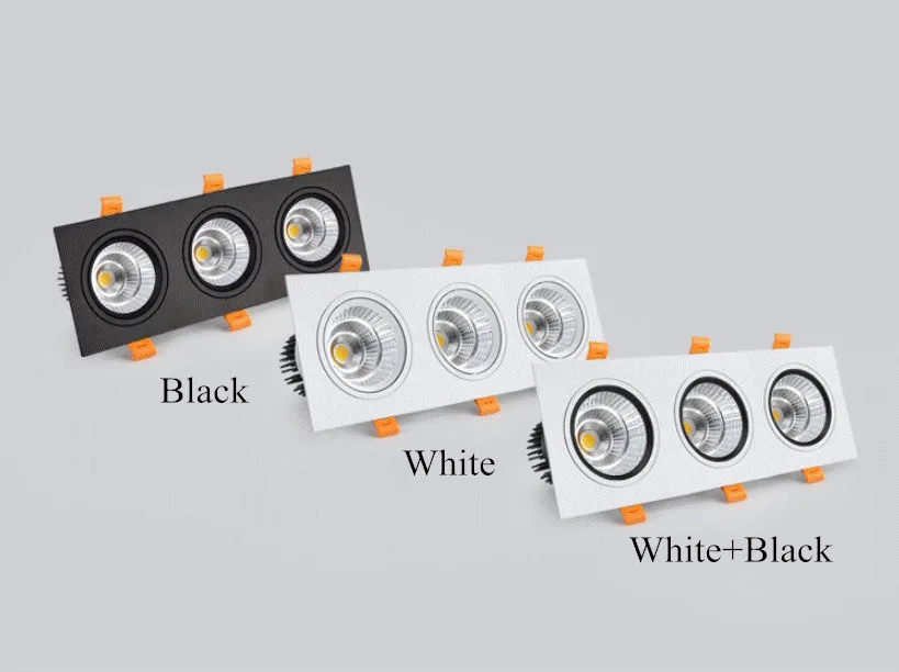 厂家直供三头方形射灯cob嵌入式led天花灯格栅灯斗豆胆灯可调角度---阿里巴巴-1688_02_07