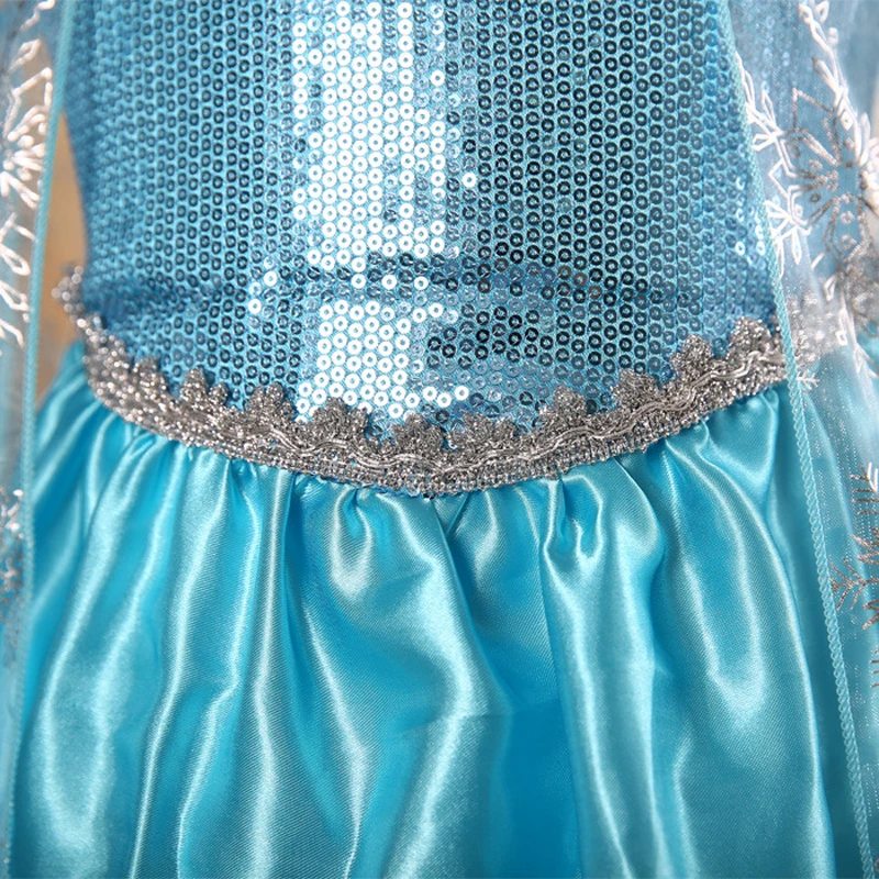 Детское платье снежной Эльзы для девочек; костюм; праздничное платье-пачка принцессы; комплект для костюмированной вечеринки