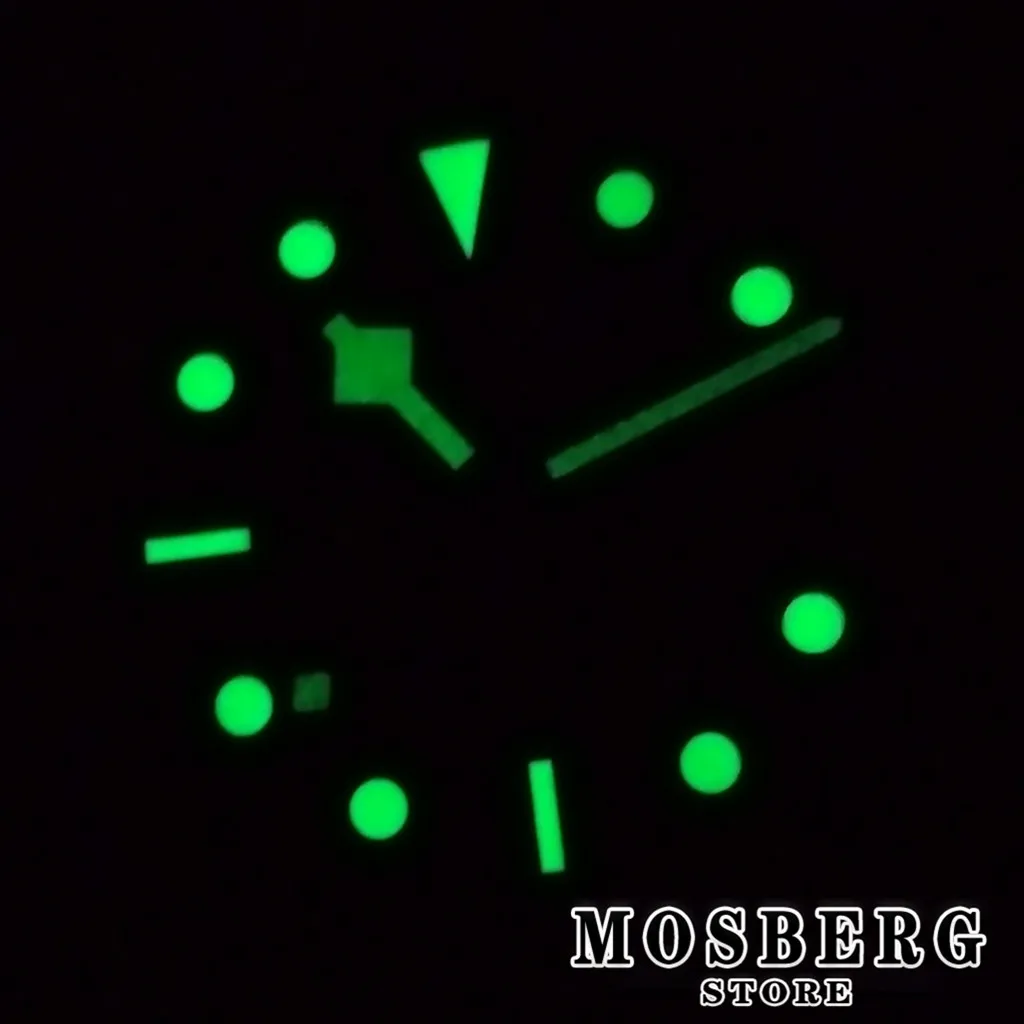 Sterile Luminous Black and Green Watch Dial with Date Window and Hands - 28.5mm
